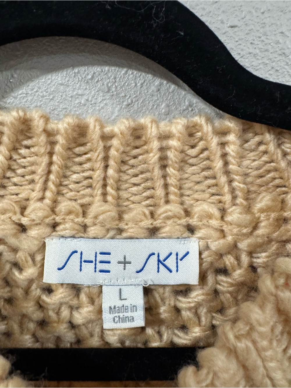 Chunky Knit Colorblock Sweater in Beige and Rust - Picture 3 of 5